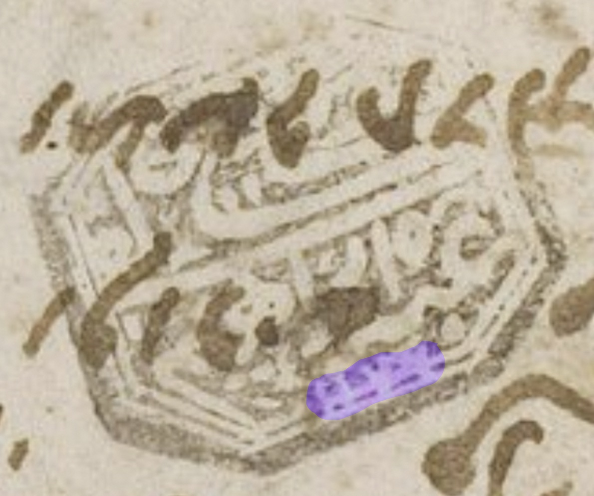 A faded ink stamp behind script