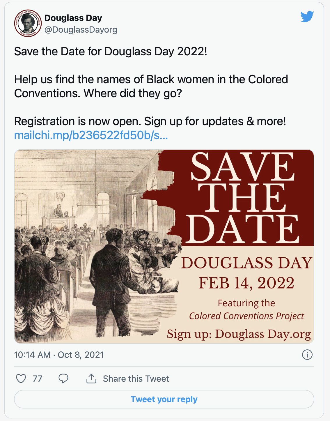 screenshot of tweet from Douglass Day